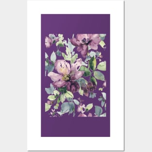 Watercplor Purple Flowers Posters and Art